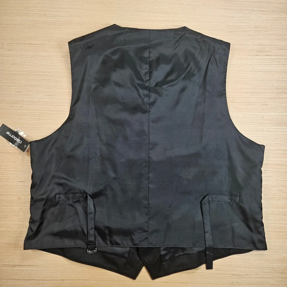 Claiborne Vest Mens XXL Black Easy Care Suit Waistcoat Formal Wedding NEW - Picture 7 of 13